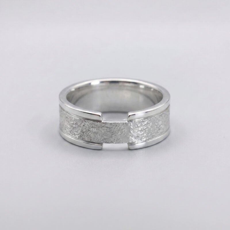 H Pattern Silver Ring