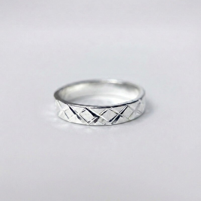 Rhombus Pattern Silver Ring
