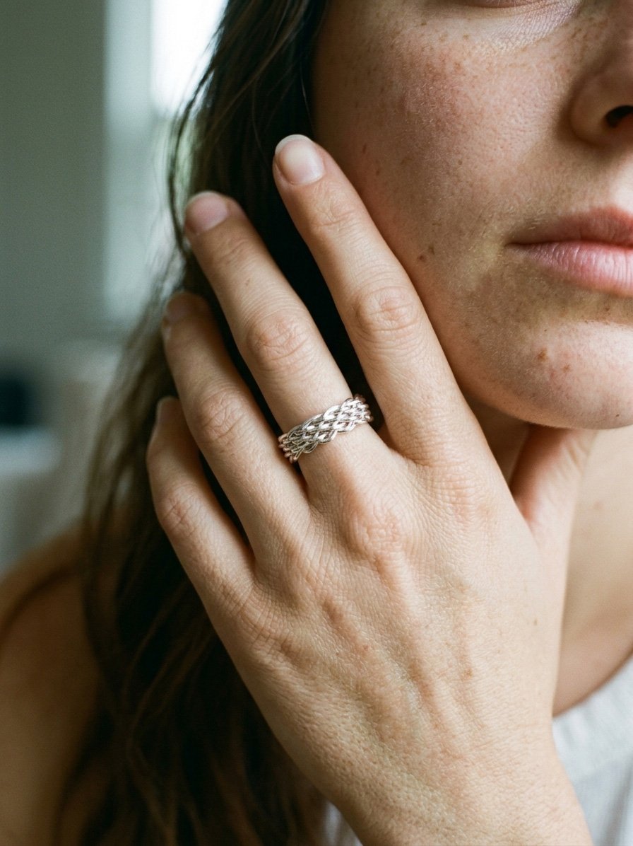 Minimalist Woven Silver Ring - Image 2