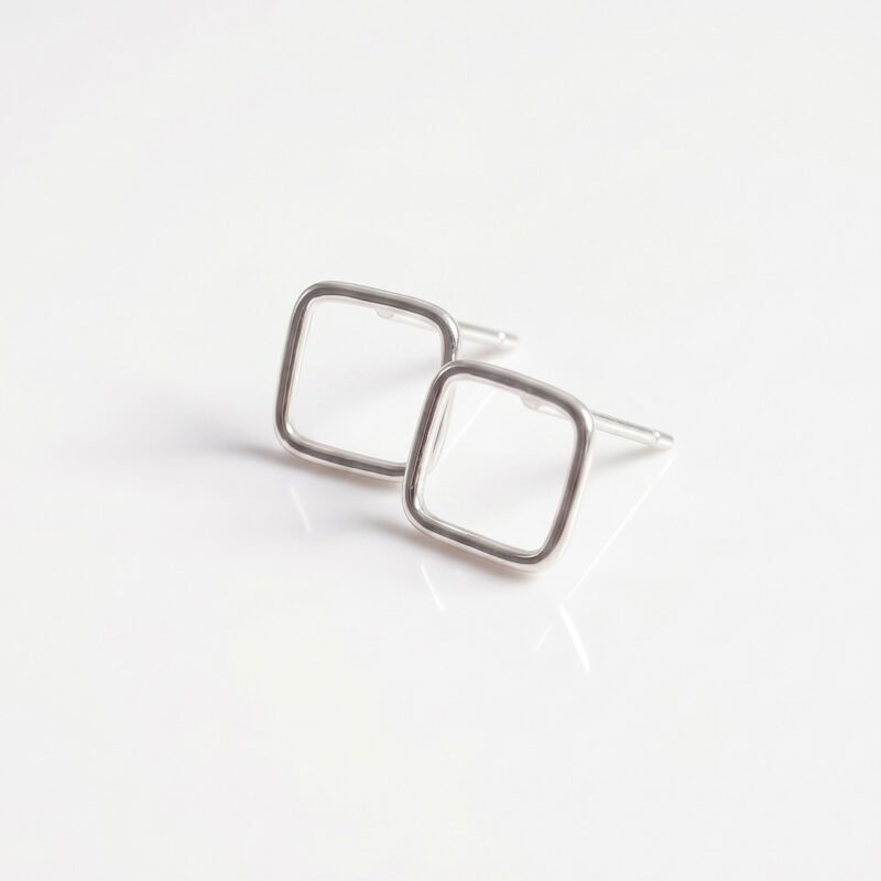 Square Silver Earrings